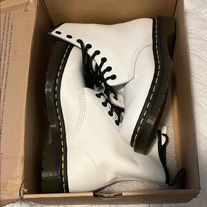 Dr. Martens White Lace Up Boots